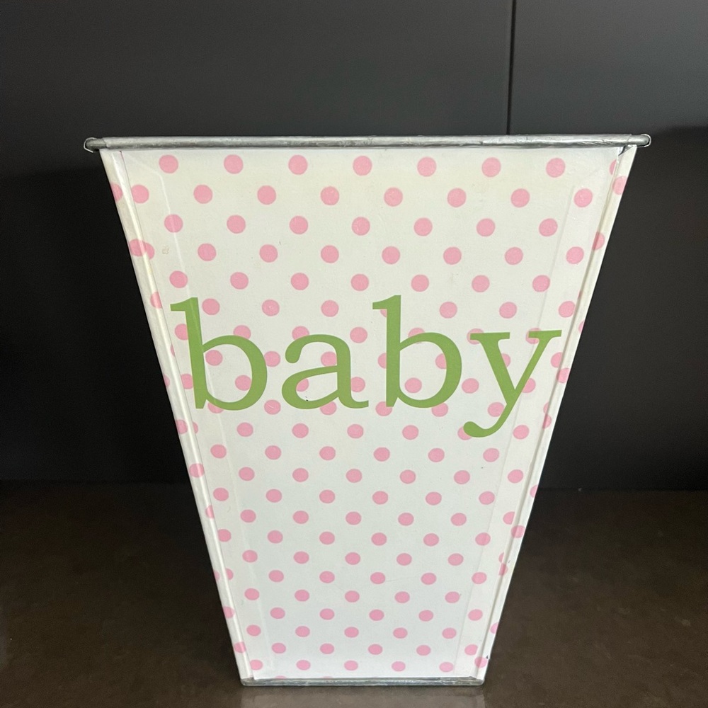 BABY Metal Bin Pink & Green Dot Macbeth Collection by Margaret Josephs